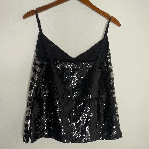 L'AGENCE Jane Sequin Zebra V Neck Tank Top Blouse NWOT XS - Picture 4 of 5